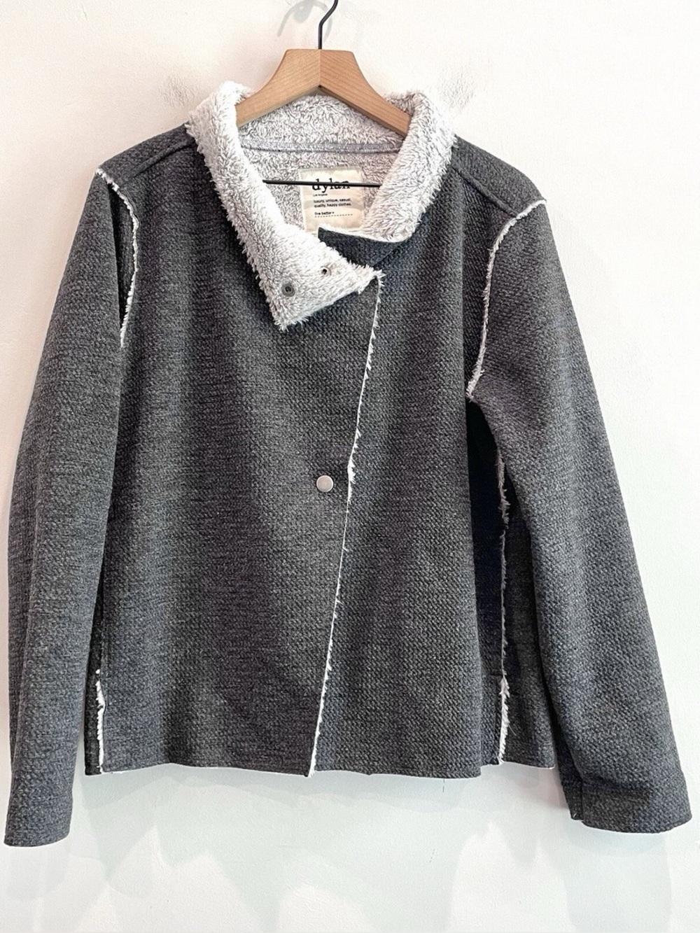 dylan Charcoal Gray Jacket with Faux-Shearling Collar